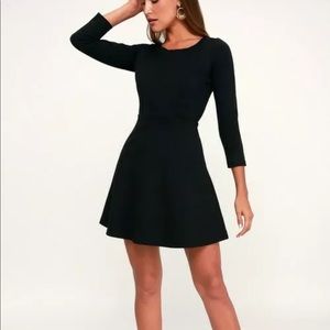Felicity Black Backless Lace Skater Dress